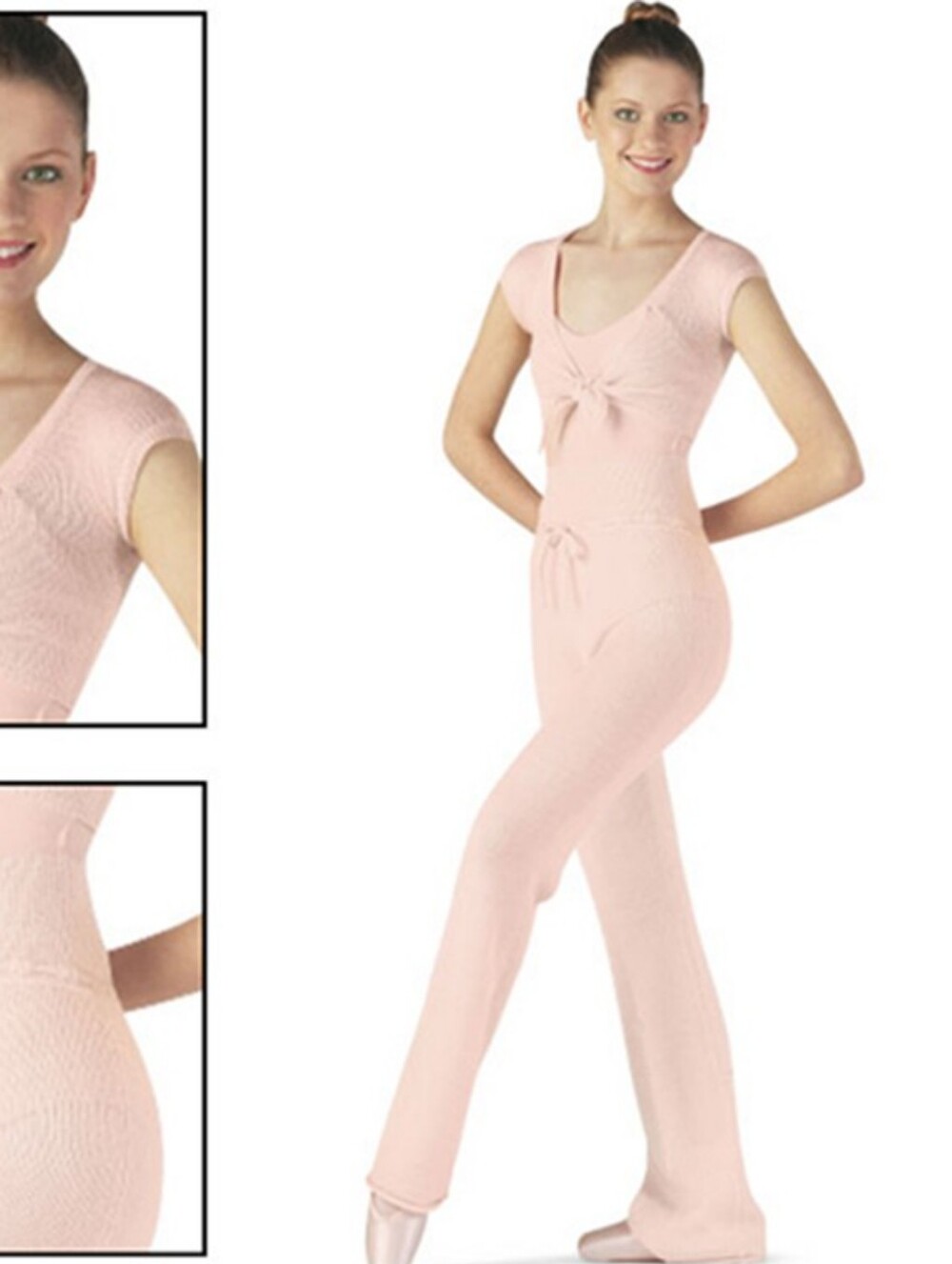 Vintage Danskin Knit Ballet Warm Up Set Pink Small